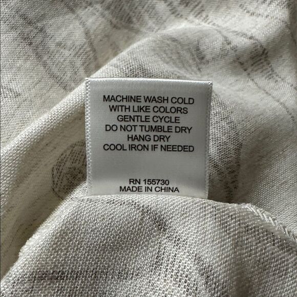 Jane + Delaney L Ivory Brown Horse Print Linen Blend Short Cap Sleeve Shirt - Picture 9 of 9